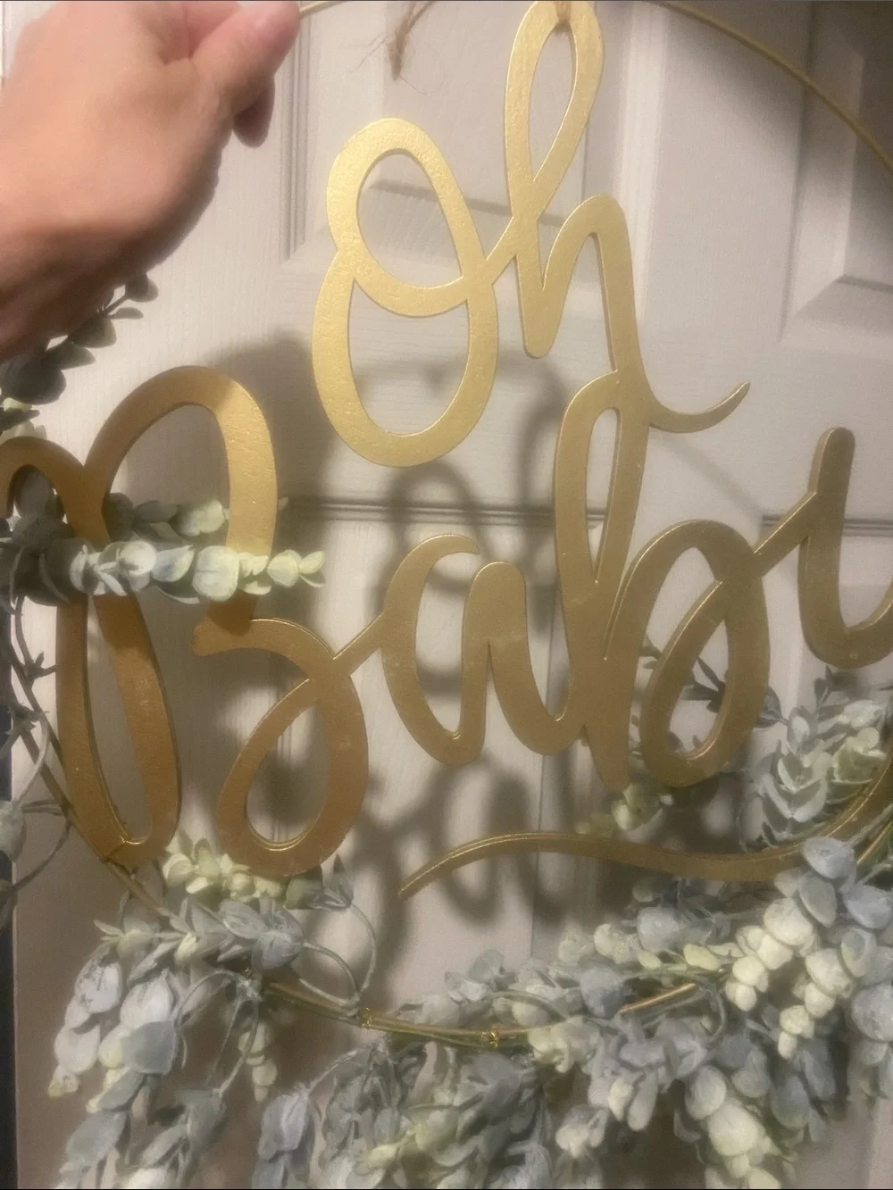 Oh Baby Gold Script Wreath Sign - Home Holiday Decor